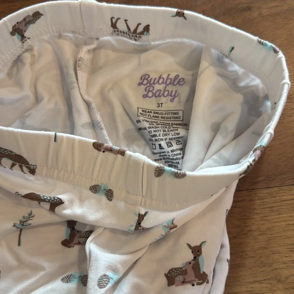 Bubble baby bamboo 2 piece fawn pajamas long sleeve size 3T